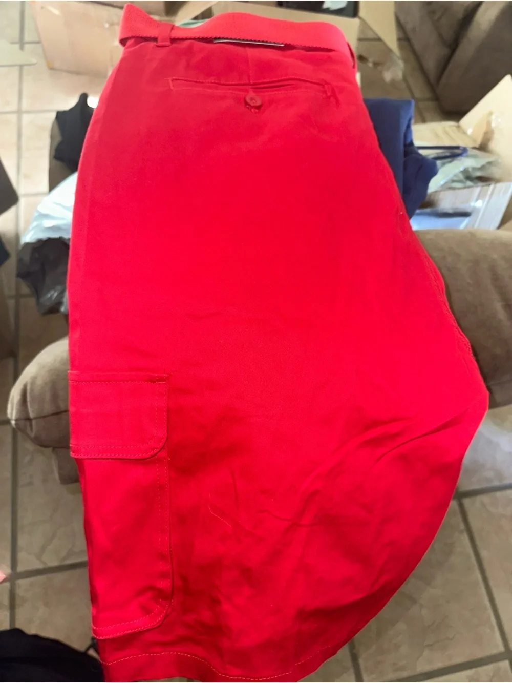 Red cargo/Utility Shorts with Belt